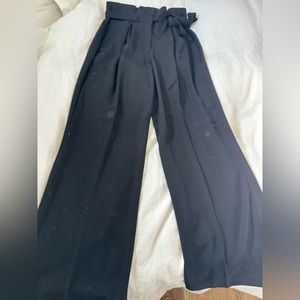 Express HR SIDE SASH WIDE LEG DRAPEY STRETCH TWILL:JUNE BUG:10 REG